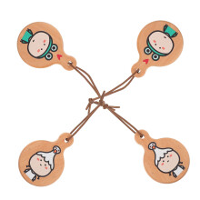 4- . Holz-Flaschenöffner mit Magnet, runder Griff, Cartoon-Design