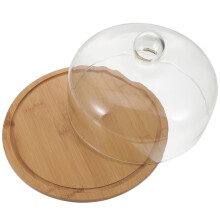 glasdeckel für kuchentablett mit bambusplatte, staubdicht