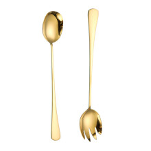 2 -Buffetlöffel, praktische Essensserviergabel (golden)