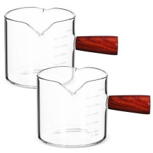 4 Espresso Messbecher Milch Und Sirup Mit Holzgriff