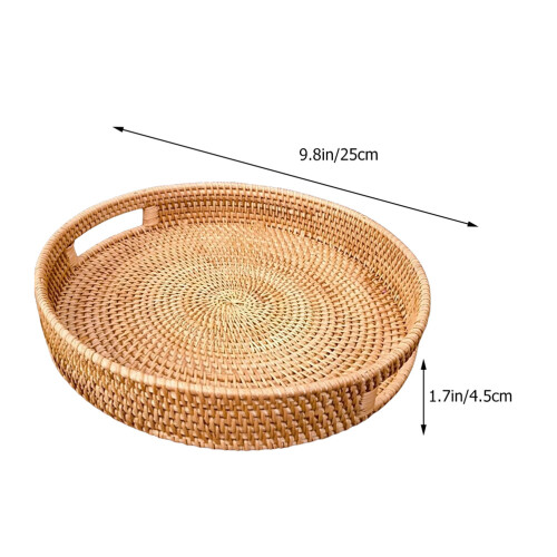 geflochtene Rattan Servierplatte mit Griffen, Obstkorb, rustikal 1