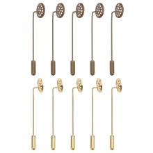 10Stk Corsage Pin Stick Blank Brosche Tablett Zinklegierung Runde Form Diy