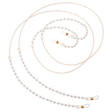 2 Stück Damen Brillenkette aus Perlenband, Brillenhalter mit Halteband