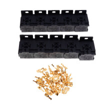 relaissockel-halterungsset 30a-80a mit 10x 5-pol-steckern und 50 klemmen