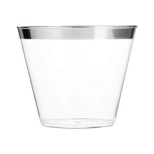 100 kunststoffbecher mit silberner heissprägung, einweggeschirr für party