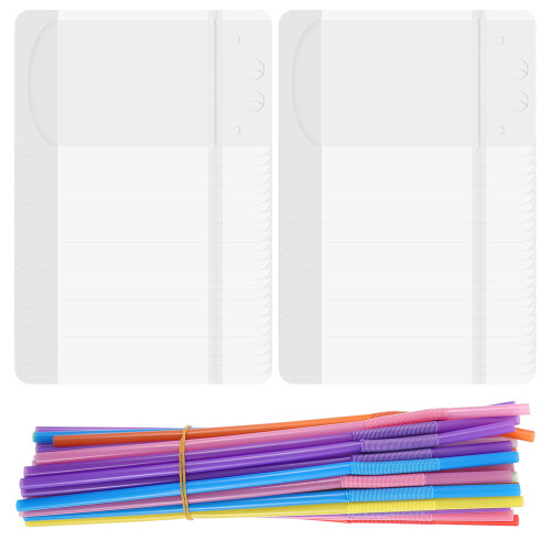 50Stk Einweg Trinkbeutel Transparent Mit Strohhalmen