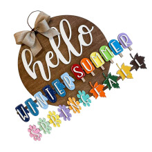 One Set Of Diy Wooden Door Hanging Sign Board Ornament Pendant