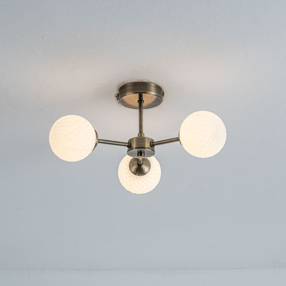 Pagazzi Light Lior 3- Antique Brass Semi-Flush Ceiling