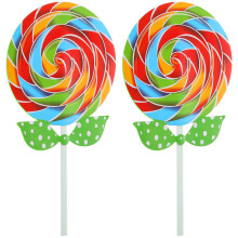 2Pcs Wooden Felt Lollipop Props Assorted Colors Decorative Photo Party