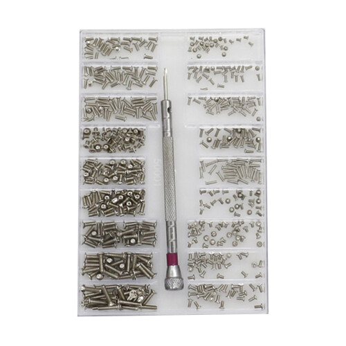 vis miniatures en verre argentées pour ordinateur portable
