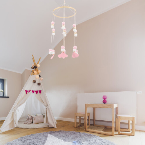 Mobile Wind Chime Hanging Bell With Felt Ball 2