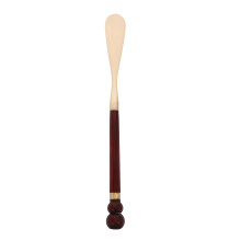 Wood Shoe Horn Brass Long Handle Shoe Lifter for Seniors