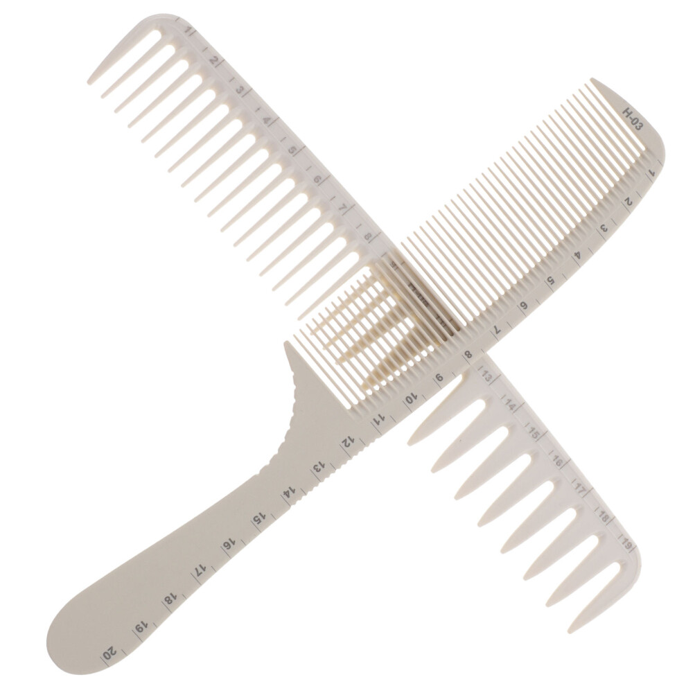Artibetter Unisex White 2Pcs Abs Hairdressing Cutting Combs Lightweight Barber Combs
