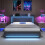 Grey Linen King Ottoman Bed with LED Charging 3