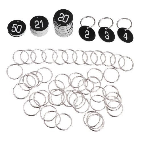 50 etiquetas plásticas redondas numeradas com argolas para 1