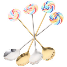 4 rührspoon mit lutschtier-verzierung, kaffeelöffel