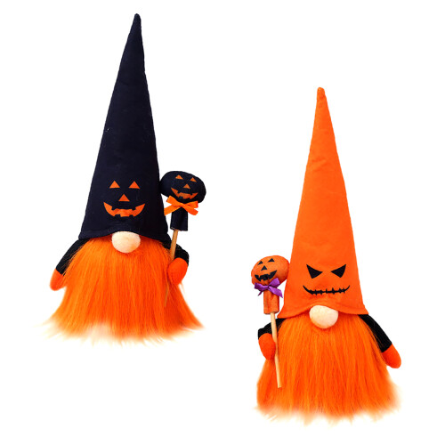 4 halloween-gnome aus plüsch mit leuchtender