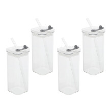 4-teiliges Glasbecher-Set 350 ml mit Deckel