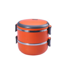 zweistufige wärmeisolierte lunchbox mit verschluss orange