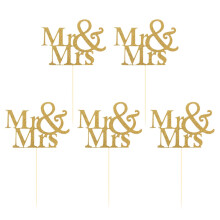 10 cake topper papier mr & mrs obstspieße tischdekoration gold
