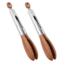 2 edelstahlzange 9 zoll mit holzgriff zum servieren