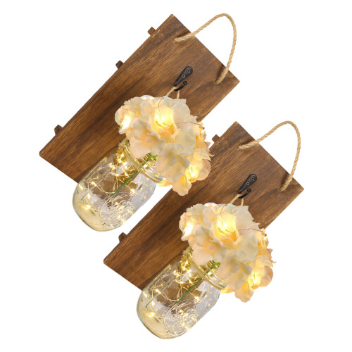 2er set rustikale light jar, hängende wanddekoration