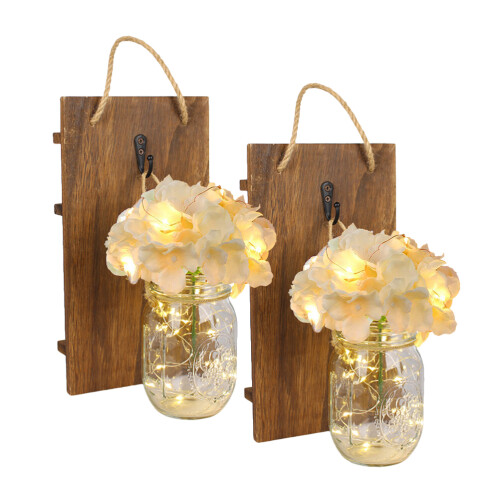2er set rustikale light jar, hängende wanddekoration 1