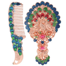 1 Set Handhaltbare Vintage-Schminkspiegel Mit Pfauenmuster