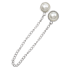 1Pc Delicate Chain Pearl Breastpin Shirt Collar Brooch Clothing Decor