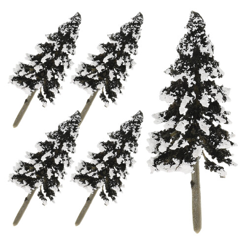 5St Plastic Mini Kerstbomen Set Met Sneeuwtakken Voor Landschapsmodel