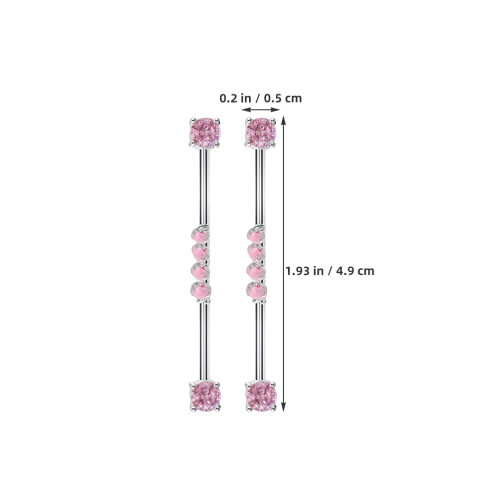 2 peças de piercing industrial aço de com barra reta, rosa 2
