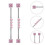 2 peças de piercing industrial aço de com barra reta, rosa 11