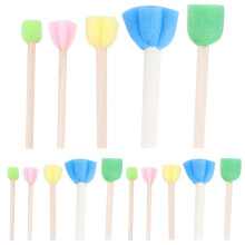 conjunto 15 esponjas mini flor com pincel para pintura infantil e arte