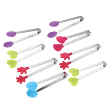 8 Unidades Mini Pinças Aço Inoxidável Com Silicone Para