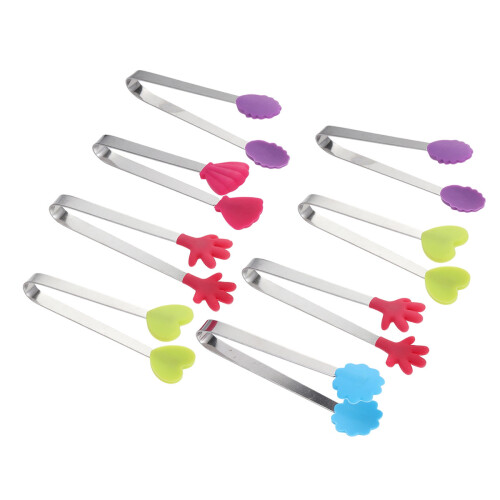 8 Unidades Mini Pinças Aço Inoxidável Com Silicone Para 1