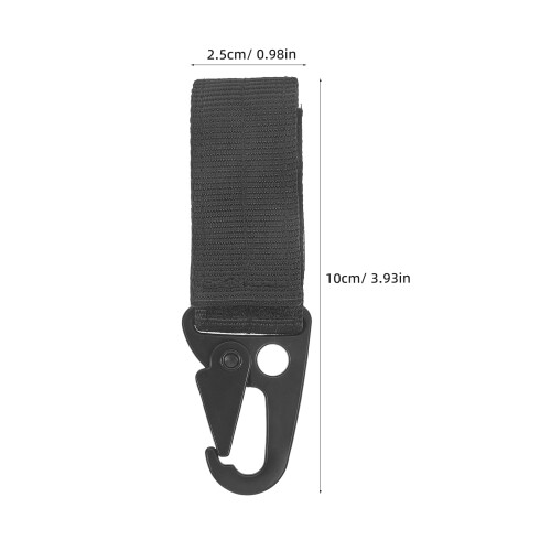 2 unids fivela de náilon tática com gancho e mosquetão preto 1