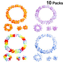 10 Sets à 4 , Hawaiianische Lei Halskette, Blumenkranz, Armband