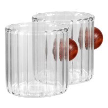 Glass Espressotasse Mit Holzgriff 90 Ml Für Milch