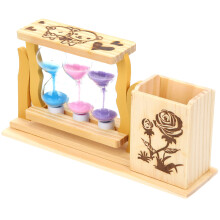 Holz Stiftehalter Sanduhr Design Schreibtischschmuck Geschenk