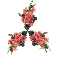 3Stk Kerzenringe Mit Kunstrose-Kranz Für Hochzeit, Tischdeko, Party
