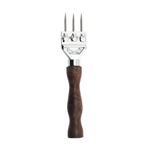 Ice Picsk Solid Wooden Handle Stainless Steel Three Pronged Ice Crushers Silver