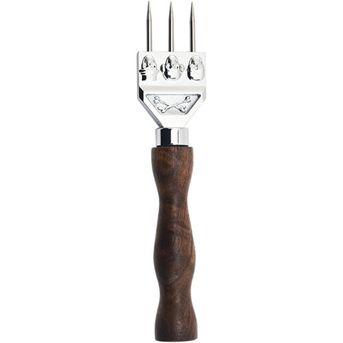 Ice Picsk Solid Wooden Handle Stainless Steel Three Pronged Ice Crushers Silver 1