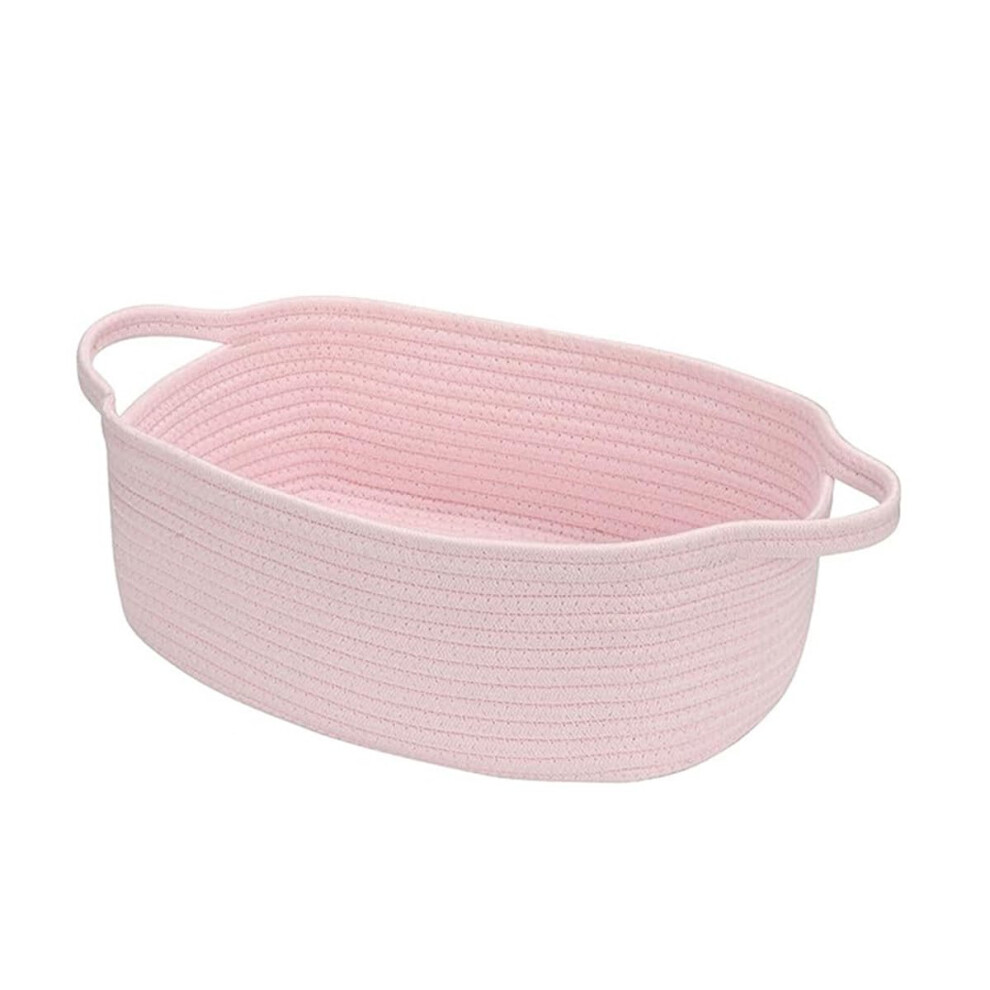 Cotton Rope Storage Basket With Handles For Organized Shelf Closet Pet Toy Bin Nursery Decor Pink