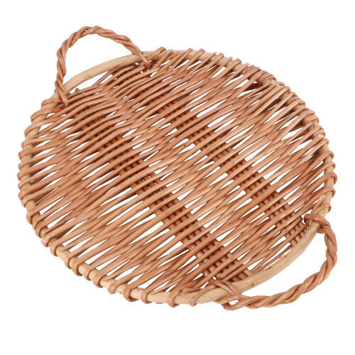 1Pc Premium Willow Food Storage Tray Brown Home Tableware