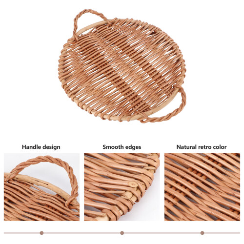 1Pc Premium Willow Food Storage Tray Brown Home Tableware 1