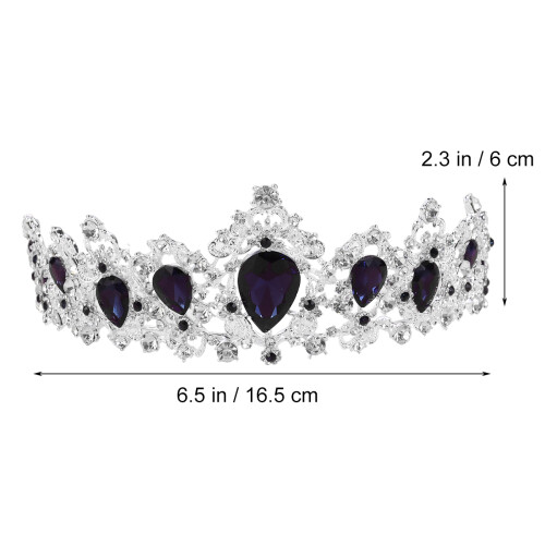 Baroque Vintage Kroon Legering Tiara Bruiloft Donkerblauw 1