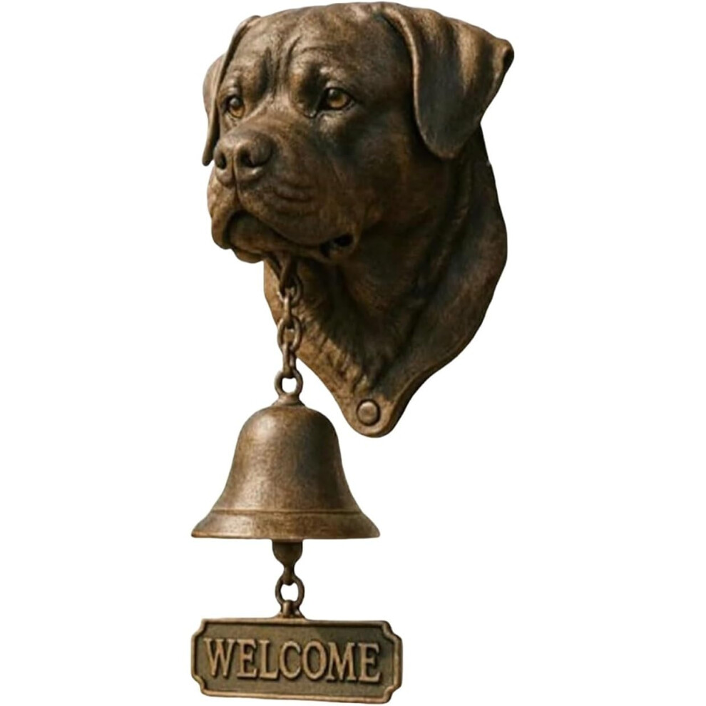 Dog Welcome Doorbell, Vintage Resin Wall-Mounted Entry Bell For Porch Front Door Garden, Rottweiler Dog Lover Gift 9393856377534