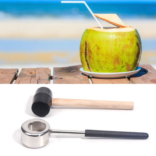 Coconut Opener Set Aus Mit Holzhammer 2