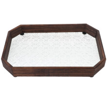 Glass Blumenmuster Holz Tablett Snack Tablett