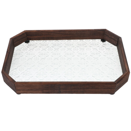 Glass Blumenmuster Holz Tablett Snack Tablett